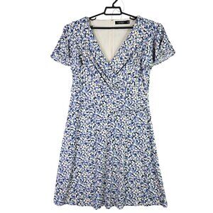 Womens Lauren Ralph Lauren Floral Dress V Neck Short Sleeve Polyester Stretch 16